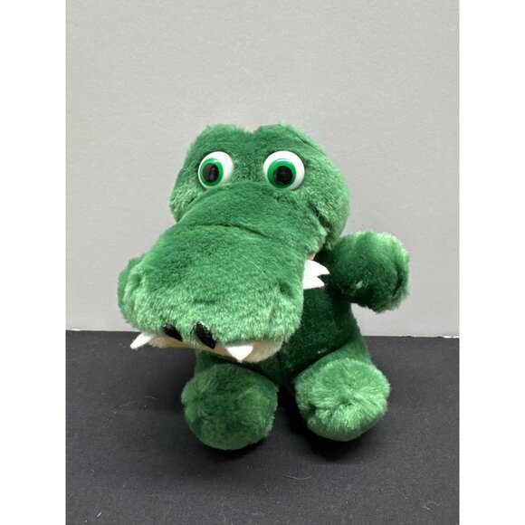 Green Alligator Plush Toy With Red Hanging Loop Surface Washable - Picture 1 of 7